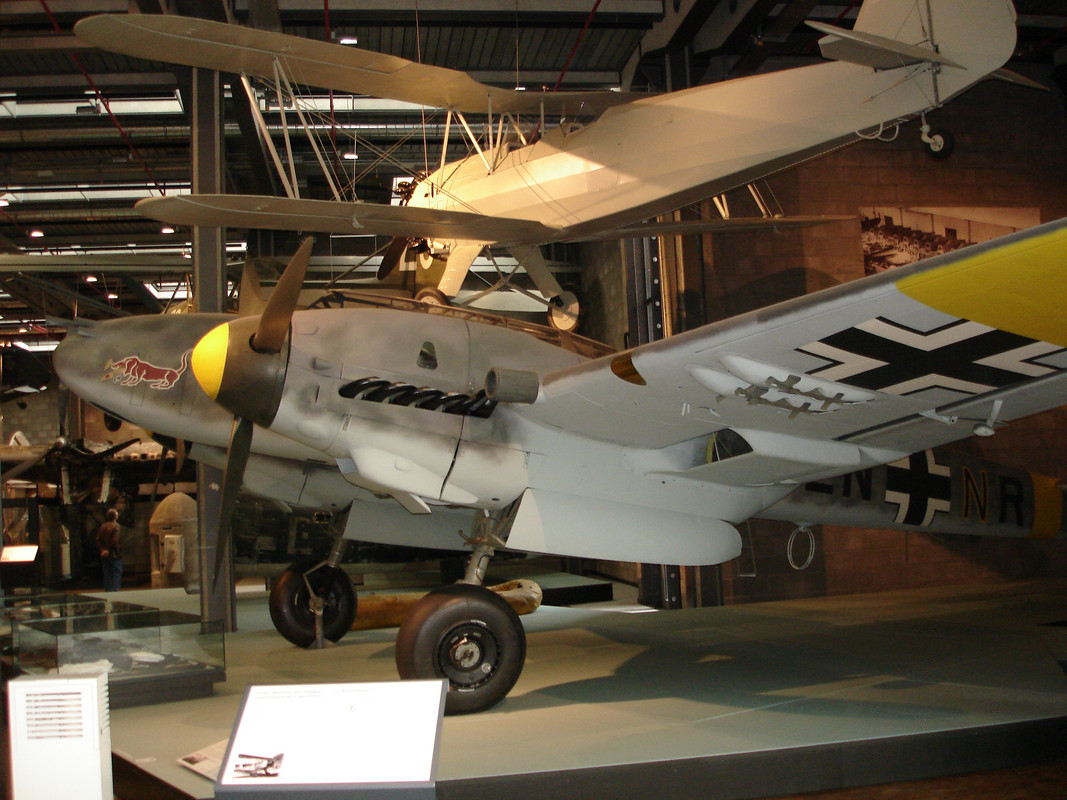 Messerschmitt Bf 110F-2 con número de Serie 828 conservado en el Deutsches Technikmuseum en Berlín, Alemania