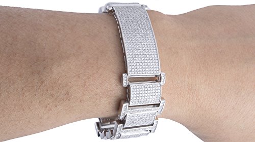 Sterling Silver Men's Silver-Tone Cz Cubic Zirconium Fancy